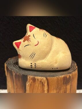 Harold VTG Paper Mache Lucky Calico Cat 2.5x3.75” Good Luck